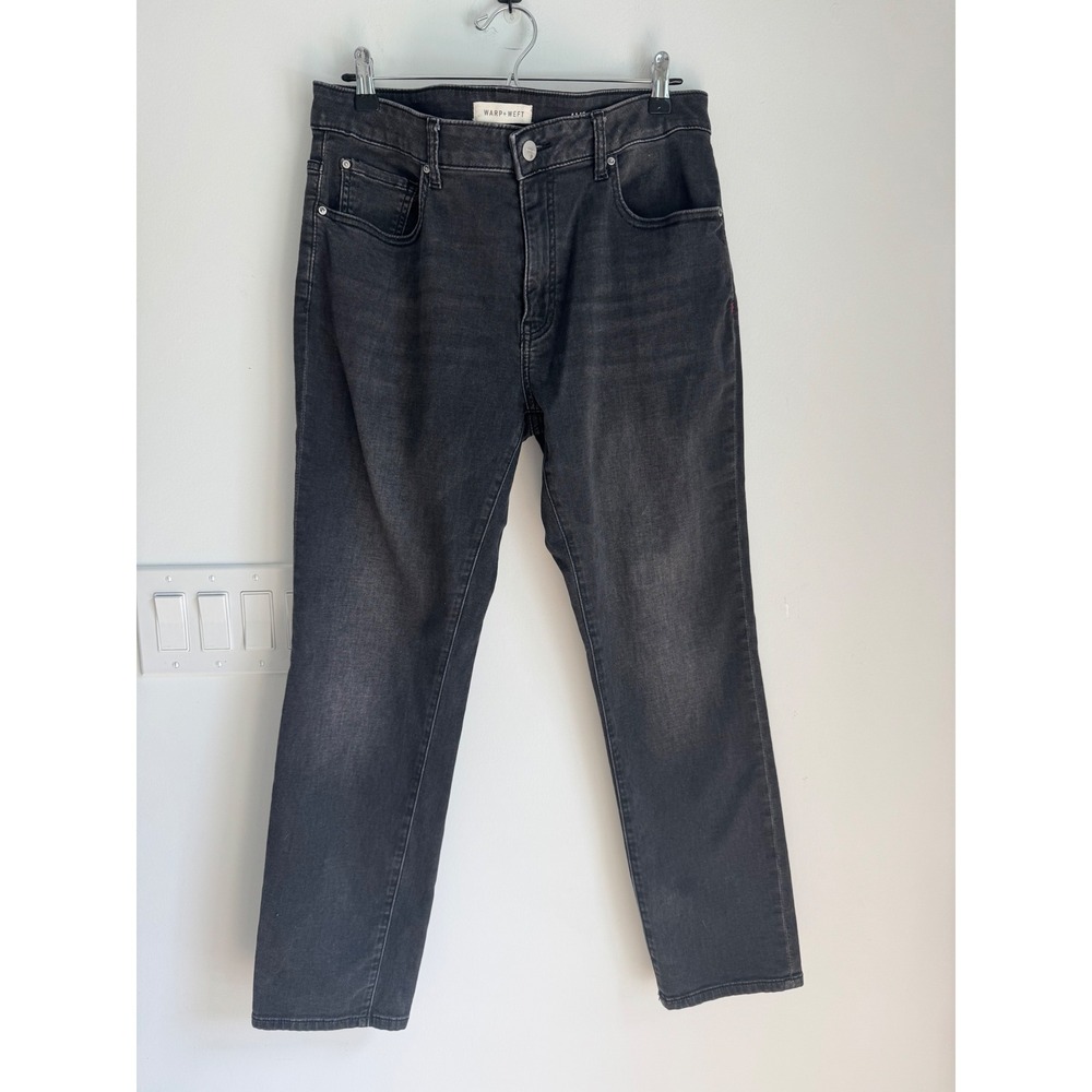 Warp + Weft Amsterdam Slim Mens Jeans 35x30 Inseam: 29" Faded Black Denim Pants